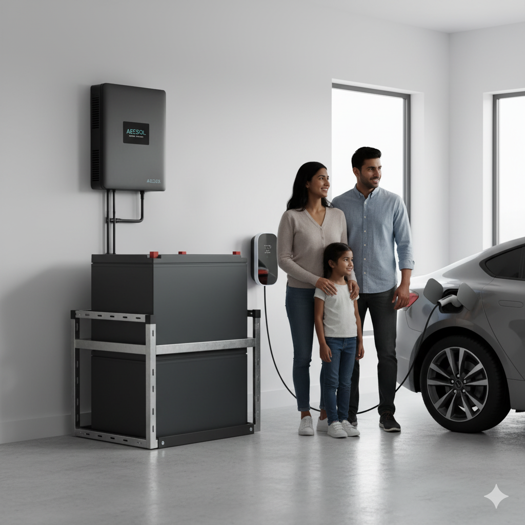 Close-up of modern battery storage system