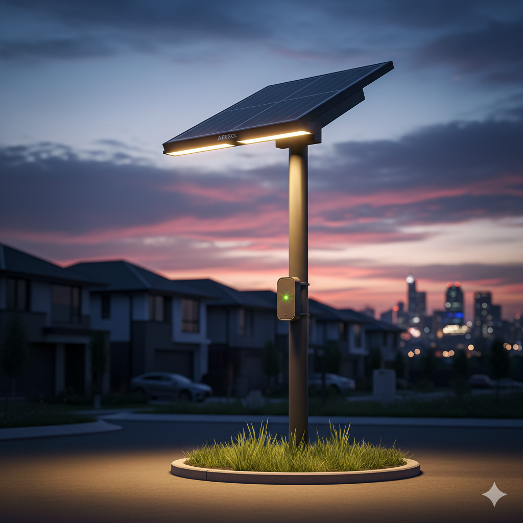 Close-up of solar panel on street light